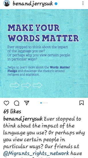 Words Matter Campaign - Participation i World issues with Ben and Jerrys